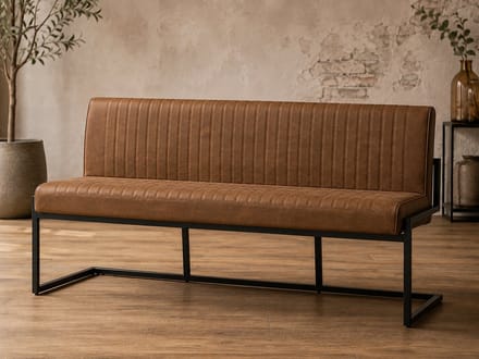 Eetkamerbank Belgie - 155 cm - Micro Leder - Cognac
