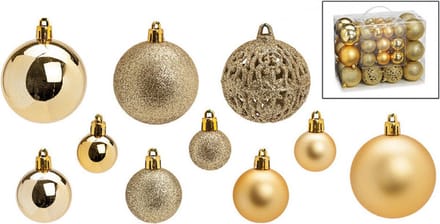 G. Wurm Kerstballen Kerstversiering - Ø3/4/6 cm - Set van 50 - Goud