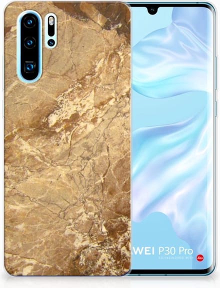 Huawei P30 Pro TPU Siliconen Hoesje Marmer Creme