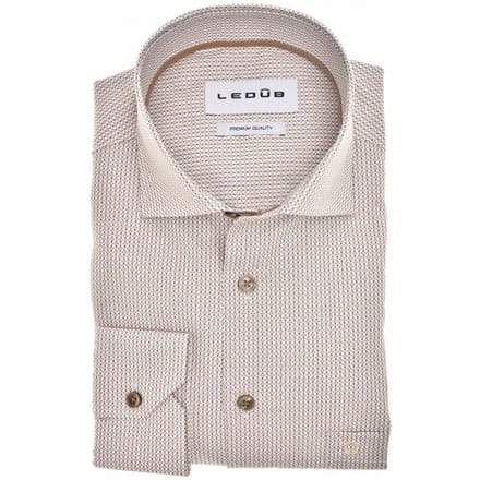 Ledûb Overhemd Fantasy Allover Mini Ovals Pattern Licht Bruin / male