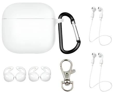 Studio Air® Airpods 4 Hoesje - Luxe Set met 7 items - Soepele Siliconen Case - Wit