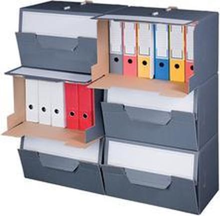 10 x SMARTBOXPRO Archiefcontainer - grijs - stapelbaar