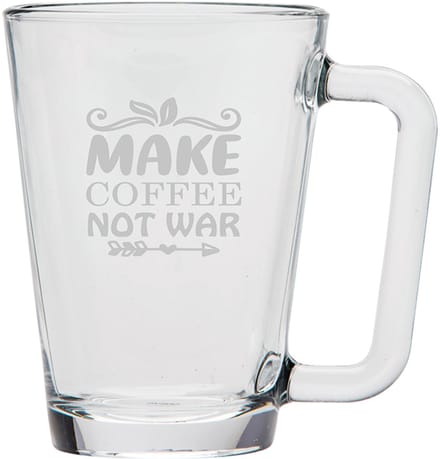 Gegraveerde Koffieglas 26cl Make coffee not war