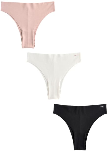 Next - Dames - Set van 3 katoenrijke No VPL Brazilian slips - Zwart