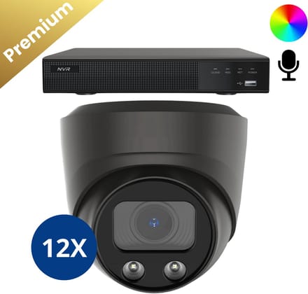 12x Beveiligingscamera set – Bedraad – Sony Dome Premium AI-ISP 8MP Full Color UltraHD 4K – Zwart