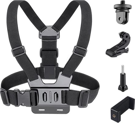 Techvavo® Chest Strap – Borstharnas voor Action Camera – Chest Mount – Borstband – Handsfree Filmen – Verstelbaar