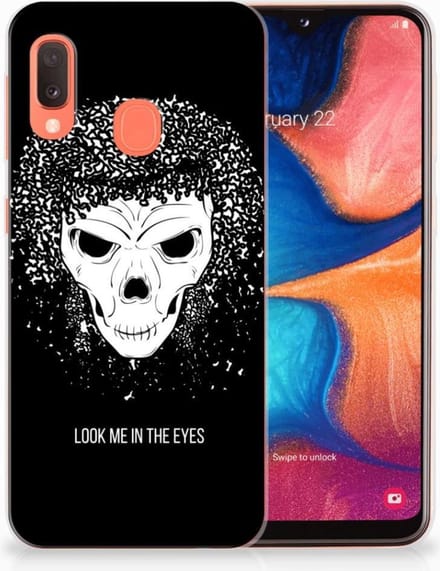 Silicone Back Case Samsung Galaxy A20e Skull Hair