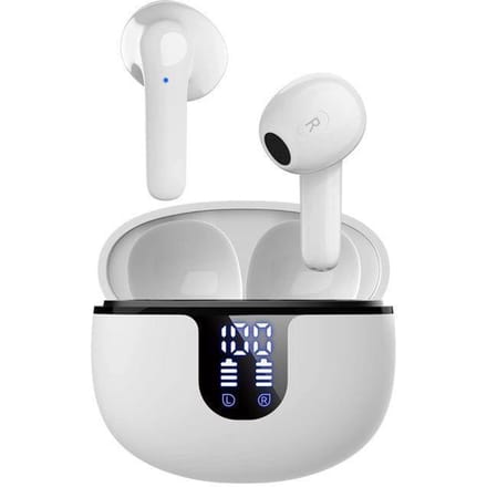 Écouteurs Bluetooth - OUTUOTWQ - Sans Fil 5.2 - Réduction de Bruit - Étanche - Contrôle Tactile blanc