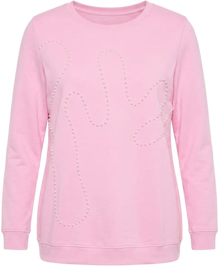 MIAMODA - Dames - Sweatshirt comfort fit sierkralen - Roze - Maat 60