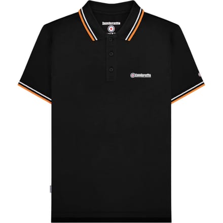Lambretta Heren SS25 Twin Tip Poloshirt (Zwart/Wit/Marmelade)