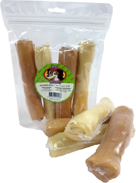 Hondenkauwsnack Petsnack - Smoked Roll Runderhuid 16-17 cm - 4 Stuks