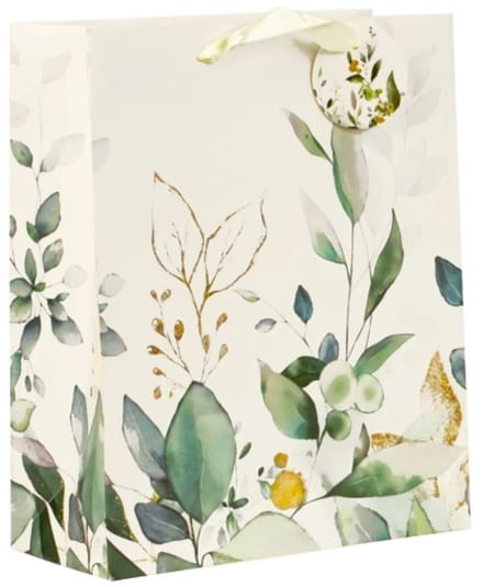 Cadeautas - Grote luxe Geschenktas - Cadeauzak - Geschenkzak - Groene Bladeren - 26x12x36cm