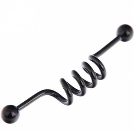 Zwart -Spiraal- Barbell- oorbel -piercing- Charme Bijoux