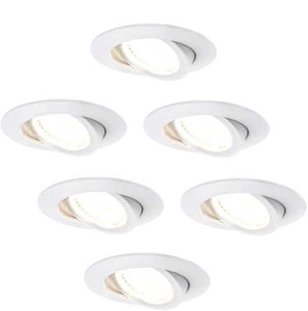 Ledvion – 6x LED Inbouwspot Wit – Dimbaar – CCT – IP65 – Kantelbaar – Aluminium – Badkamer