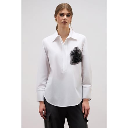 Oltre Oversized Blouse With Jewel Patch White Maat: 52 | Blouses Outlet | Dames | Wit