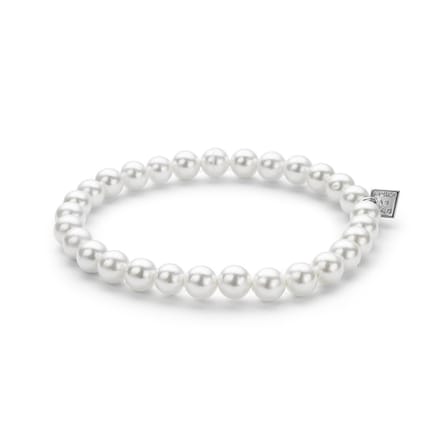 Twice As Nice Armband in zilver, parels van 6 mm Adjustable