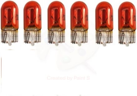 6 stuks steeklampje 5w 12 volt oranje / amber, T10, W5W