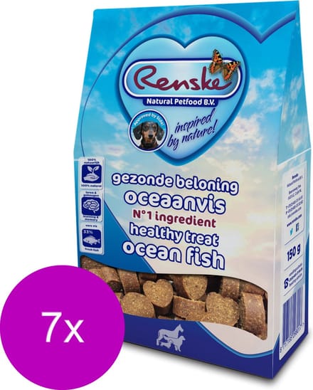7x Renske Gezonde Beloning Hartjes Vis 150 gr
