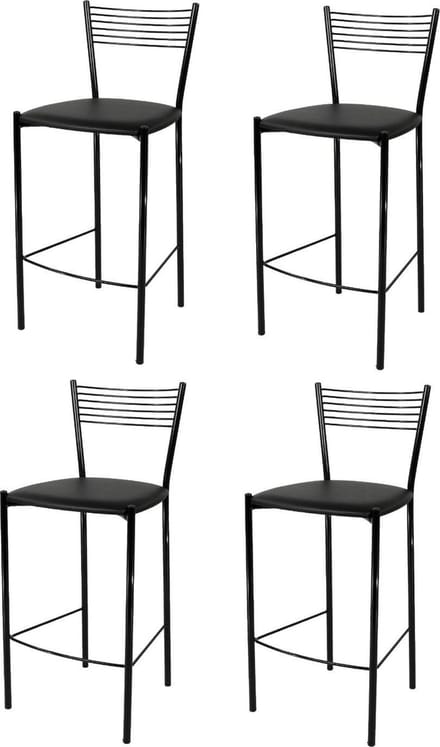 Tommychairs Elegance - Eetkamerstoelen - Set van 4 - Zwart - Kunstleer & Metaal