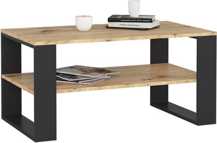Salontafel Koffietafel ALEX / Artisan Eik - Zwart / 92x45x53 cm