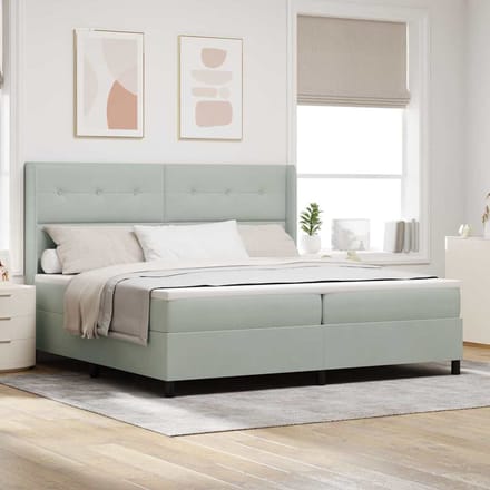 vidaXL - Boxspring - bed - met - hoofdeinde - Lichtgrijs - 200 - x - 200 - cm - Fluweel