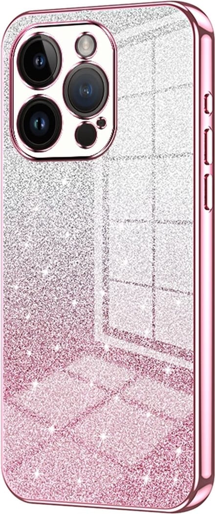 iPhone 14 PLUS Hoesje - Siliconen Glitter Case Back Cover - Magsafe Compatible - Roze - Provium