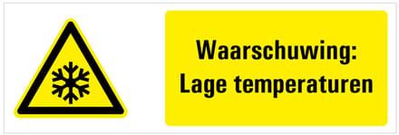 Tekststicker waarschuwing lage temperaturen 280 x 105 mm