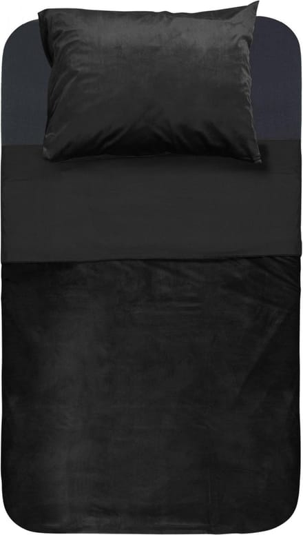 Y-NOT - Dekbedovertrek - Velvet Met Bies Jet Black - 1 Persoons - Zwart