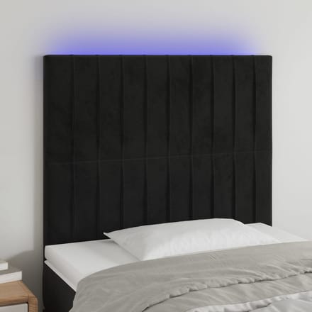 vidaXL - Hoofdbord - LED - 80x5x118/128 - cm - fluweel - zwart