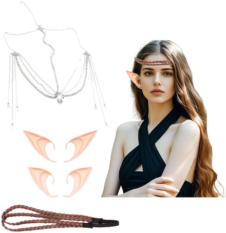 Dailygoods- Elfenoren met kristallen hanger - Hoofdsieraad