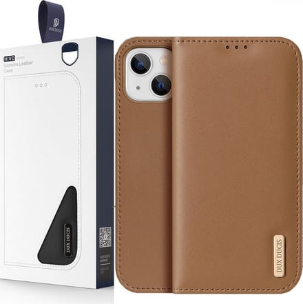 Dux Ducis Hivo Apple Hoesje geschikt voor iPhone 14 - RFID Book Case Bruin
