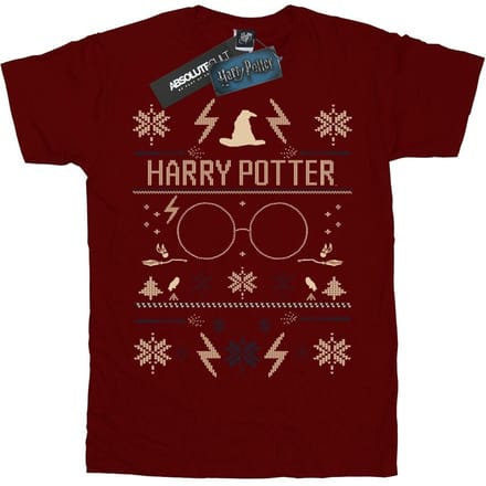Harry Potter Jongens Kerstpatroon T-shirt (Bourgondië)