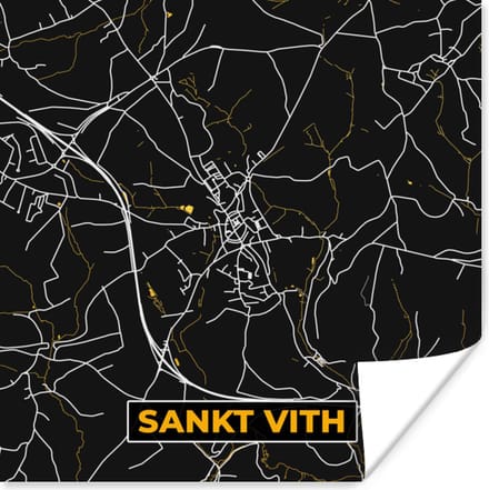 Poster Sankt Vith - Goud - Plattegrond - Stadskaart - Kaart - 75x75 cm