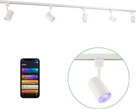 Smart Railsysteem 1-fase | HUE compatible | 3 Meter | Wit | Incl. 5x smart GU10 spots