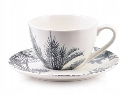Tropische Mok met Schotel 275ml Wit - Uniek Design