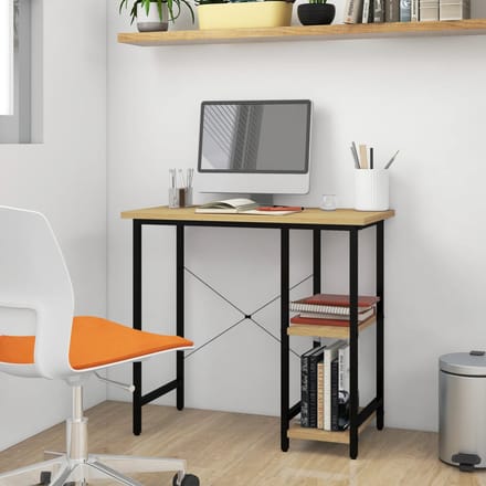 vidaXL - Computerbureau - 80x40x72 - cm - MDF - metaal - zwart - lichteikenkleurig