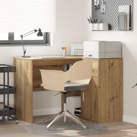 vidaXL - Hoekbureau - met - lade - met - plank - Artisan - Eiken - 102 - x - 88 - x - 75 - cm
