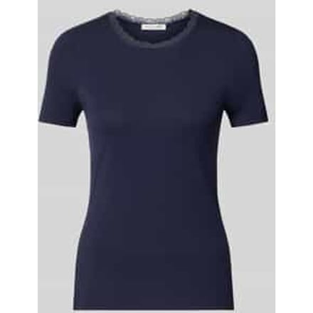 Slim fit t-shirt van viscosemix met kant