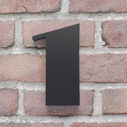 Huisnummer Broadway 1 zwart - Huisnummerbord - 20 cm - zelfklevend