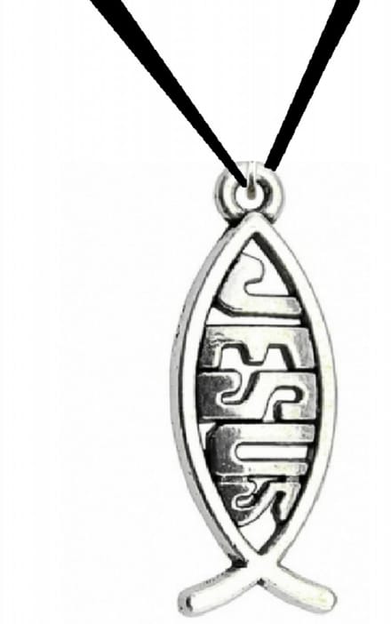 Ketting-Jesus -zwart koord-Charme Bijoux