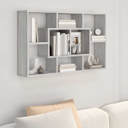 vidaXL - Wandschap - 85x16x52,5 - cm - bewerkt - hout - grijs - sonoma - eikenkleur