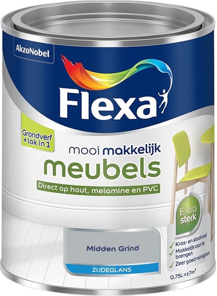 Flexa - Mooi Makkelijk Meubels Zijdeglans - Midden Grind - Mengverf - 750 Ml
