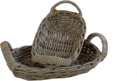 Broodmandje ovaal Grijs rotan/riet