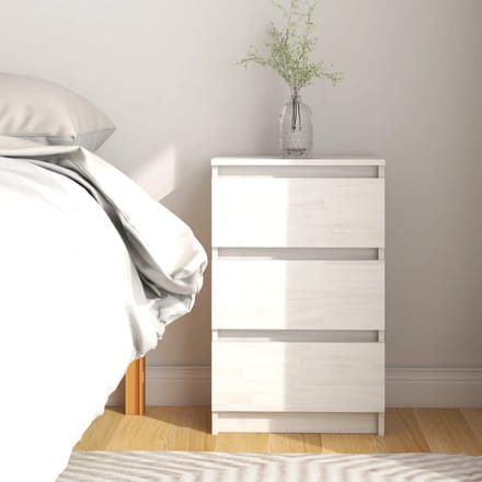 vidaXL - Nachtkastje - 40x29,5x64 - cm - massief - grenenhout - wit