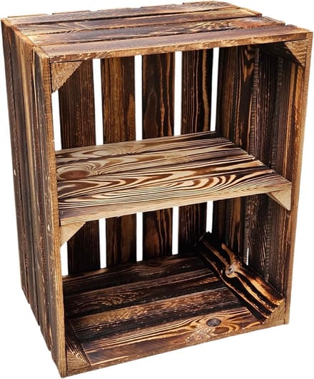 Set van Donker Gevlamde Houten Kisten voor Opslag en Decoratie