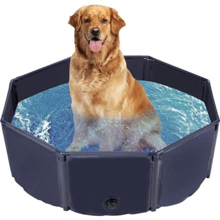 Yaheetech Opvouwbaar Hondenzwembad Ø100 cm - PVC - Antislip - Met Borstel/4 Patches - Blauw