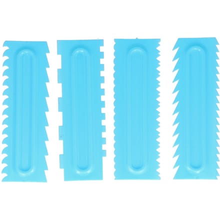 4 STUKS Taartschraper Taartdecoratie Kam Icing Gladstrijker Crème Schraper Fondant Icing Gereedschap blue