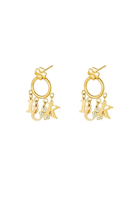 Edelstalen - oorbel - Luck - Goud - Stainless Steel - Yehwang