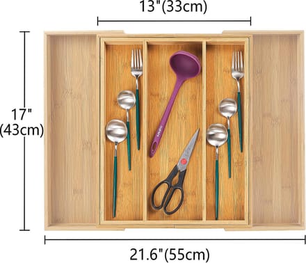 Uitbreidbare Bamboe Besteklade Organisator - Flexibele Lade Divider voor Keuken en Slaapkamer