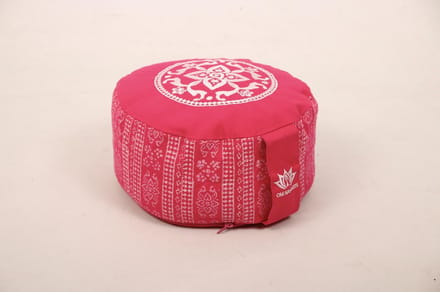 Om Namaste Design Meditatiekussen Zitkussen - Rond - Roze met Wit